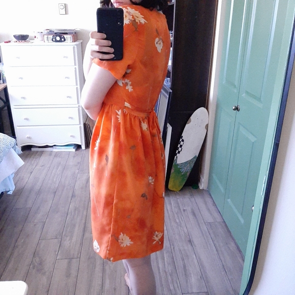 Orange Floral Summer Dress - Picture 4 of 5